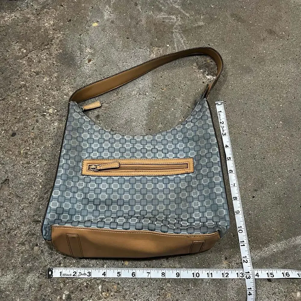 Nine West Blue Geometric Print Canvas Shoulder Bag